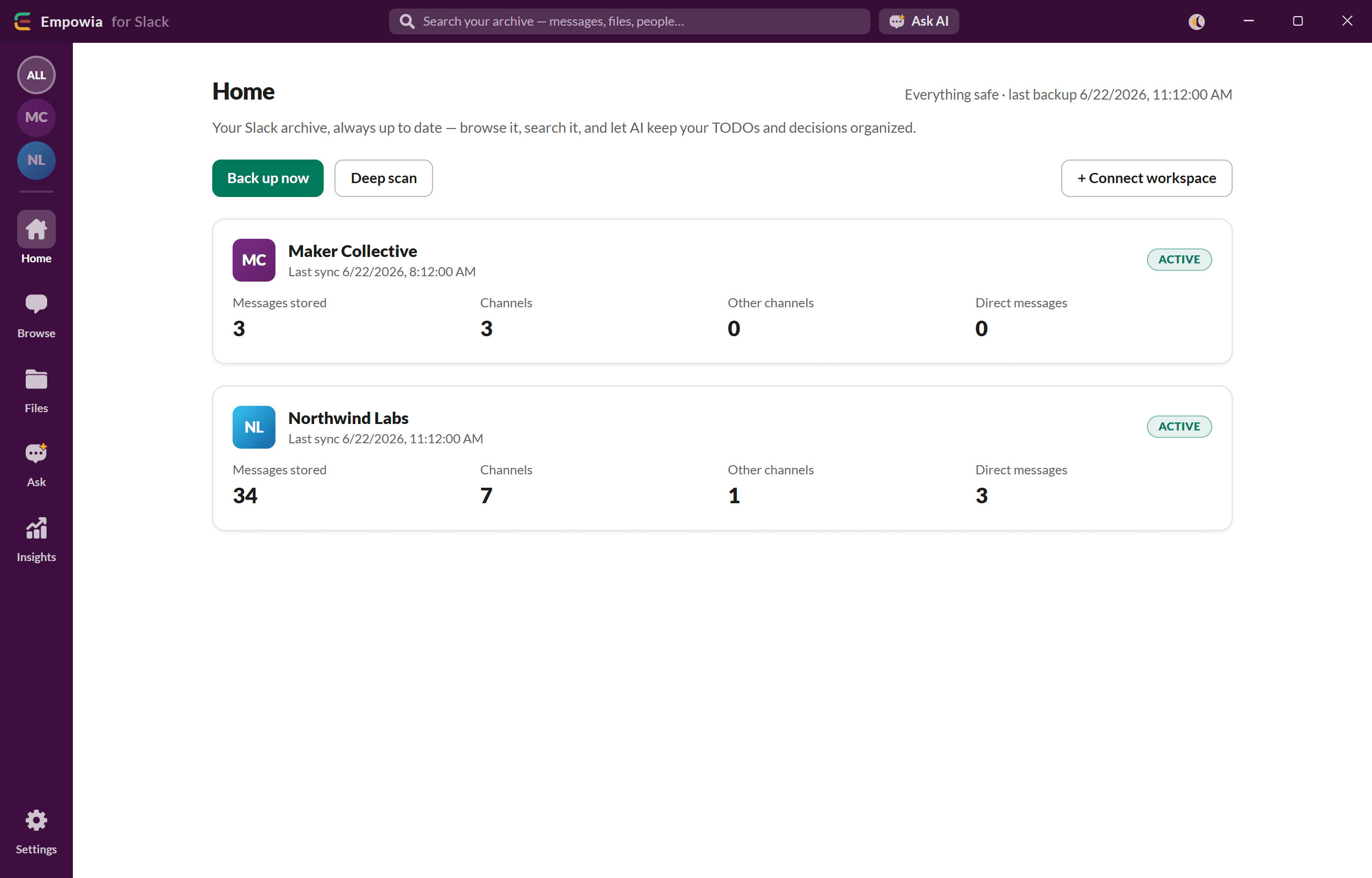 Keep your Slack history.